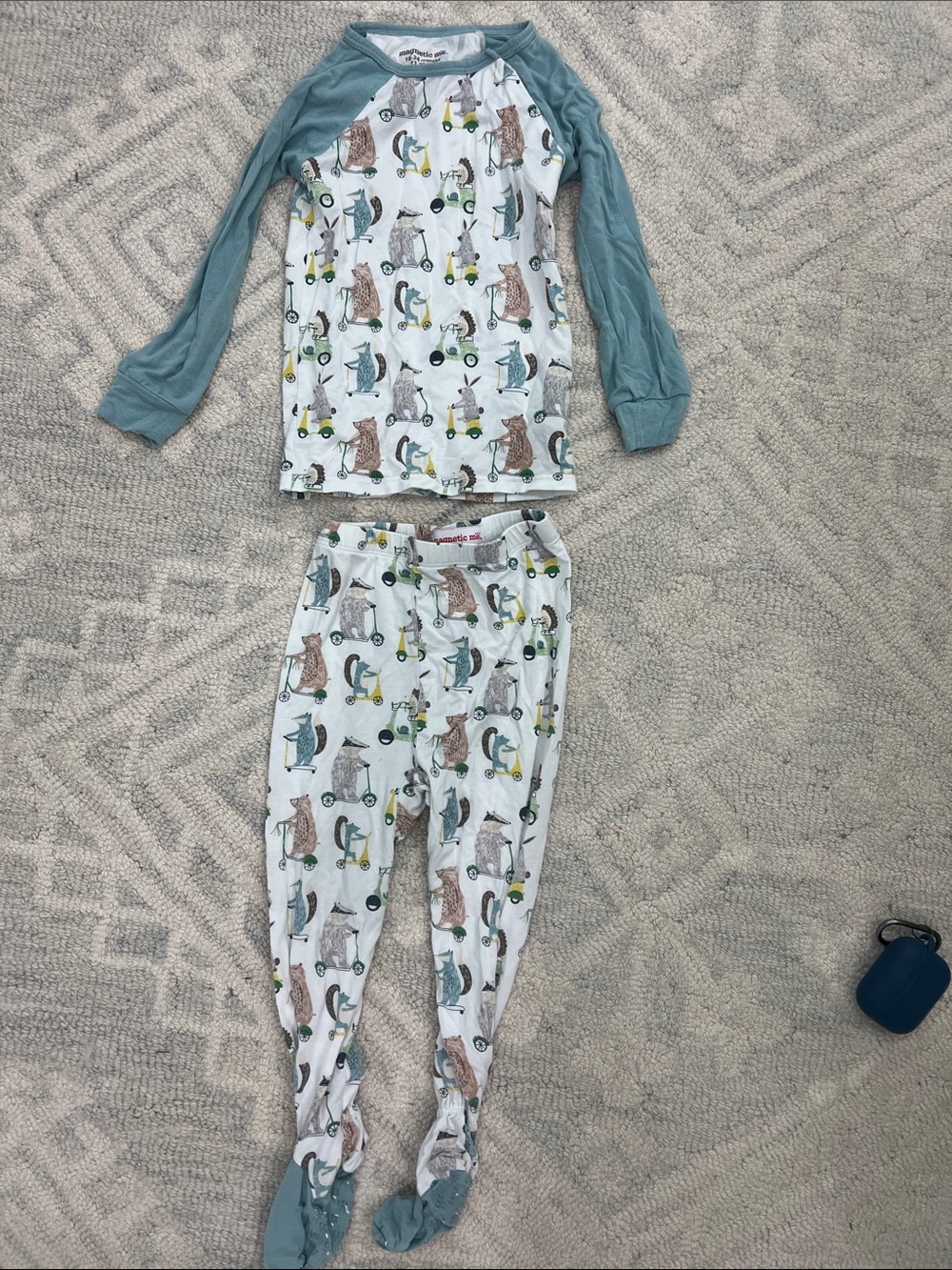 Magnetic Me Blue Raglan Scooter & Animal Print Pajama Set
